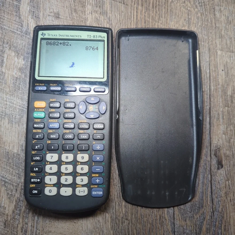 Texas Instruments TI-83 Plus Graphing Black Calculator With Cover Tested Working